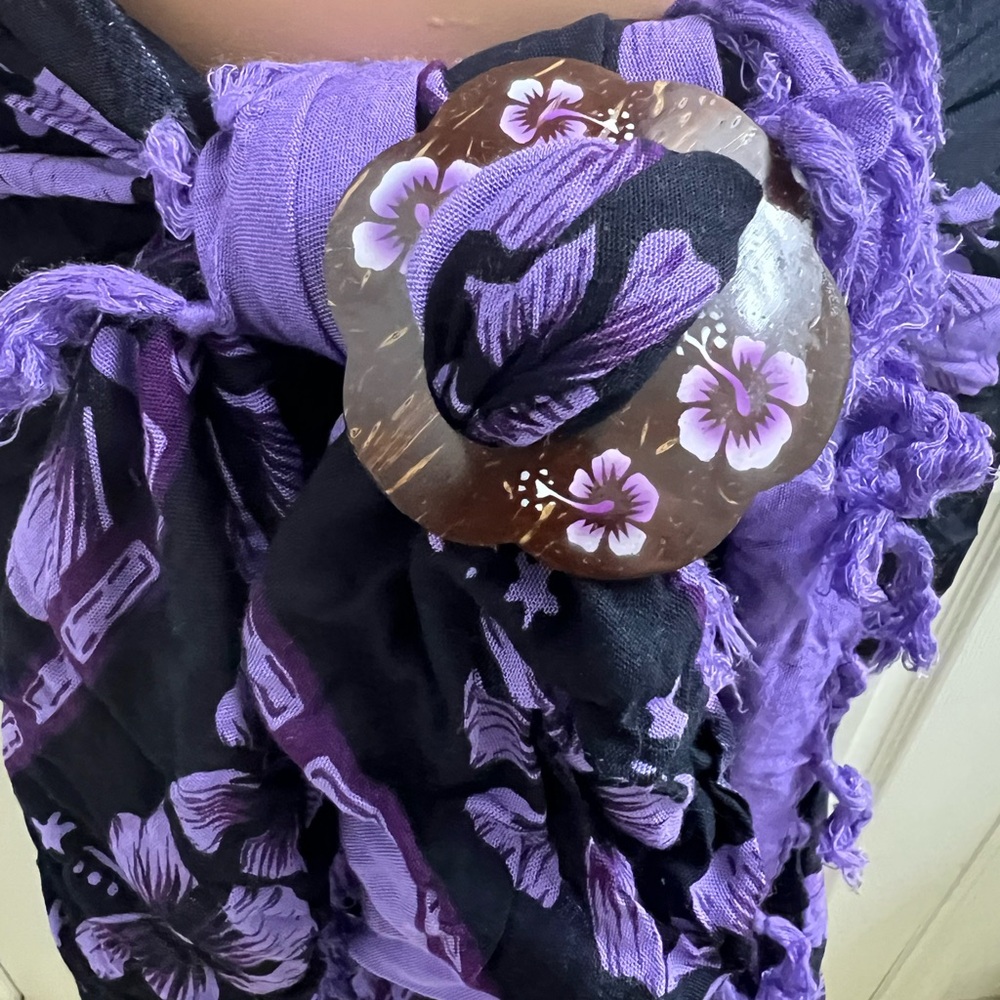 Purple & Black Hibiscus Halter Top and Sarong - Picture 6 of 6